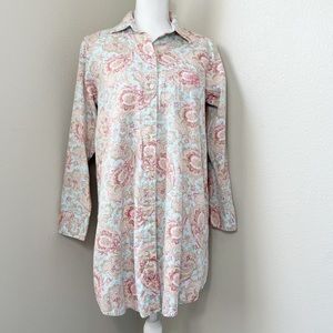 Ralph Lauren 100% Cotton Paisley Button Up Pajama Shirt Dress Size Small